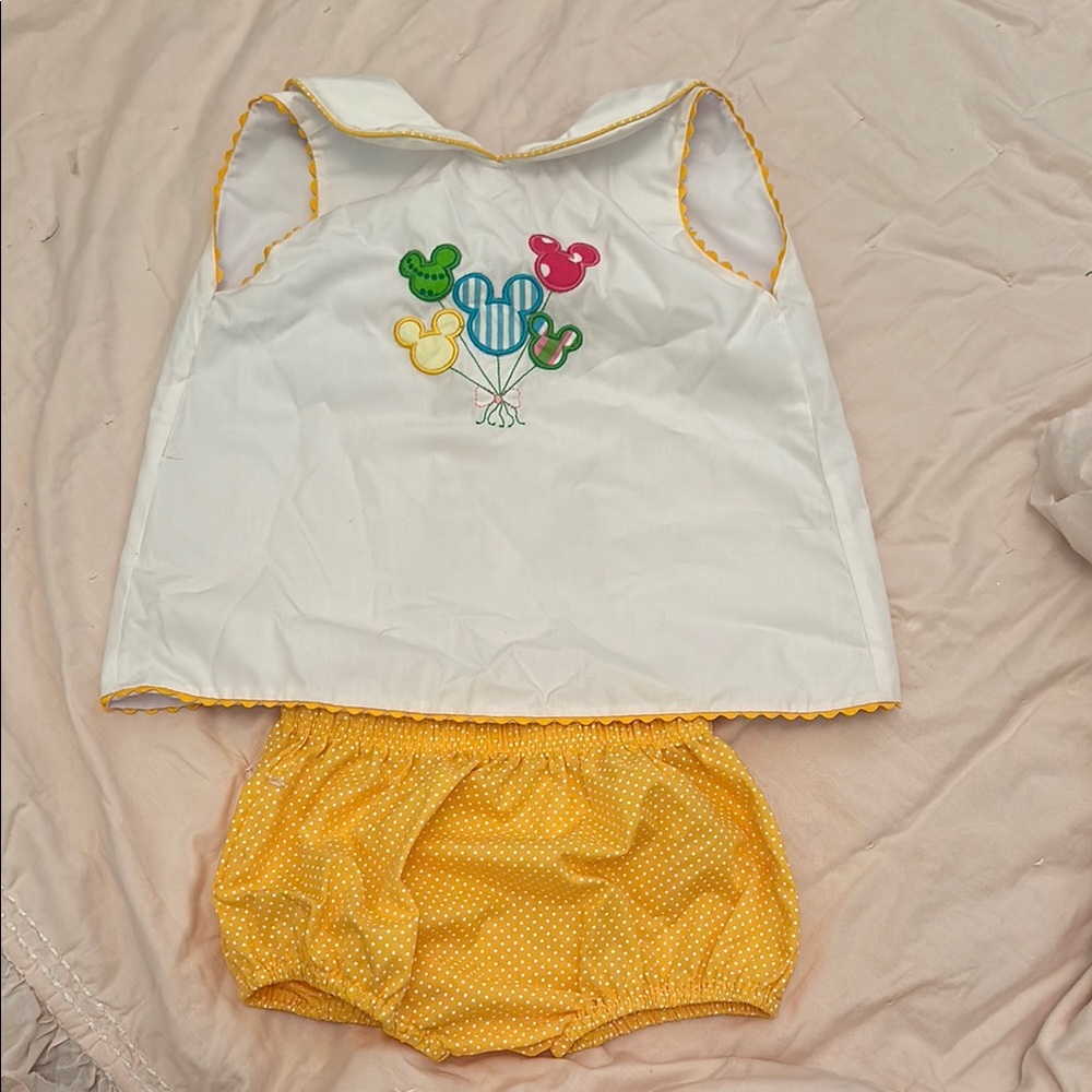 Disney Kids White and Yellow Balloon Top and Shorts Set